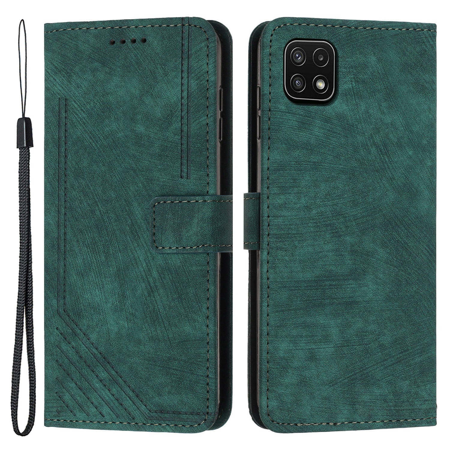 For Samsung Galaxy A22 5G (EU Version) Wallet Phone Case Skin-Touch Lines Imprinted PU Leather Cover For Samsung Galaxy A22 5G (EU Version) Wallet Phone Case Skin-Touch Lines Imprinted PU Leather Cover